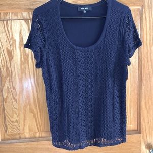 Nine West Navy Lace Blouse